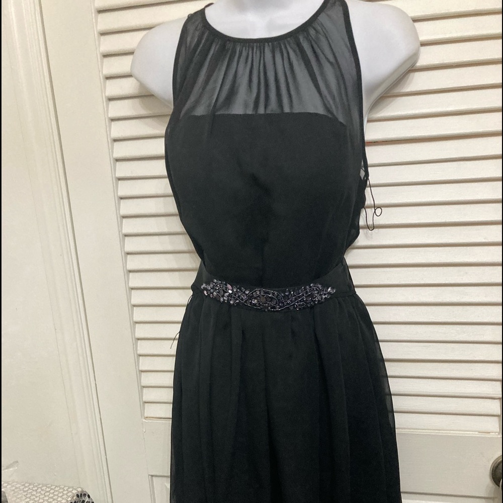Adrianna Papell Womens Love Story Black Chiffon Cocktail Dress 14